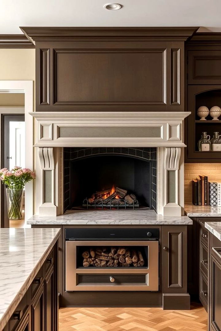 Custom Built Fireplace Niches - 22 Kitchens With Fireplaces
