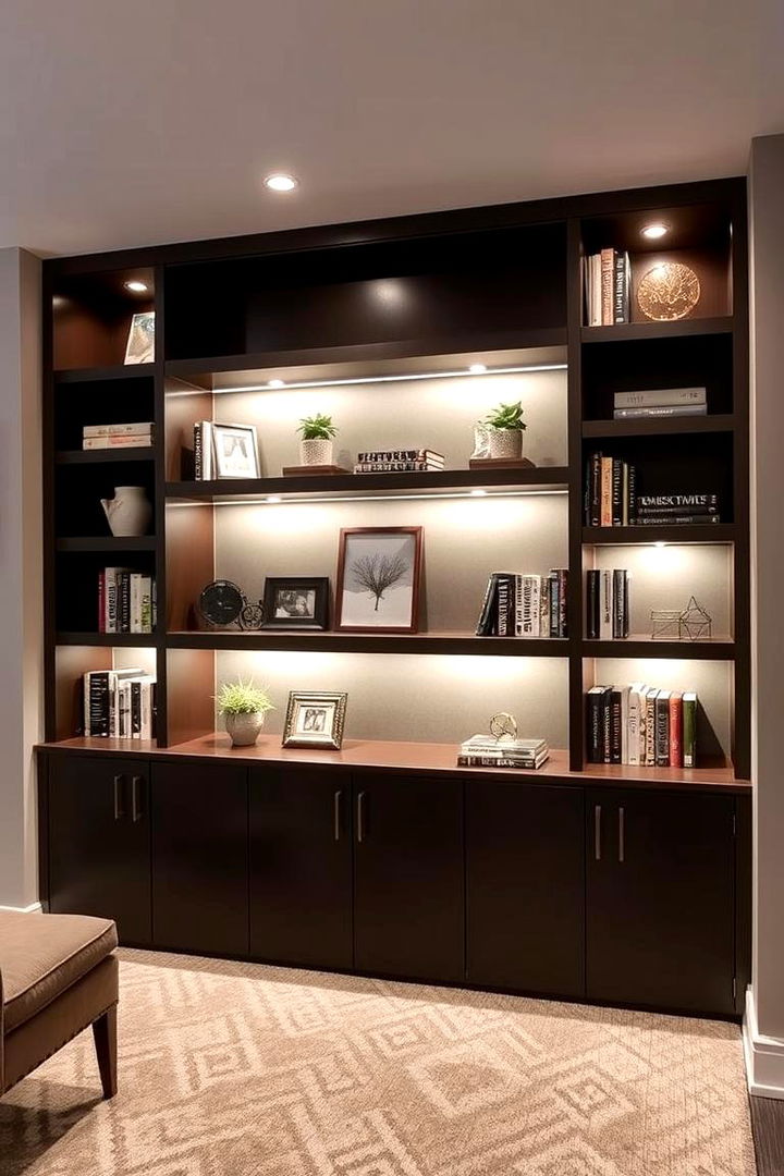 Custom Built In Shelving - 22 Basement Furniture Ideas