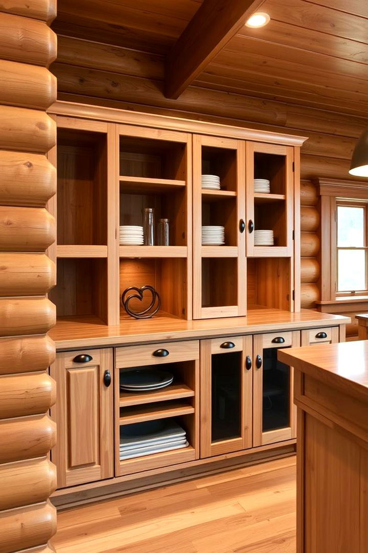 Custom Built In Storage - 22 Log Cabin Kitchen Design Ideas