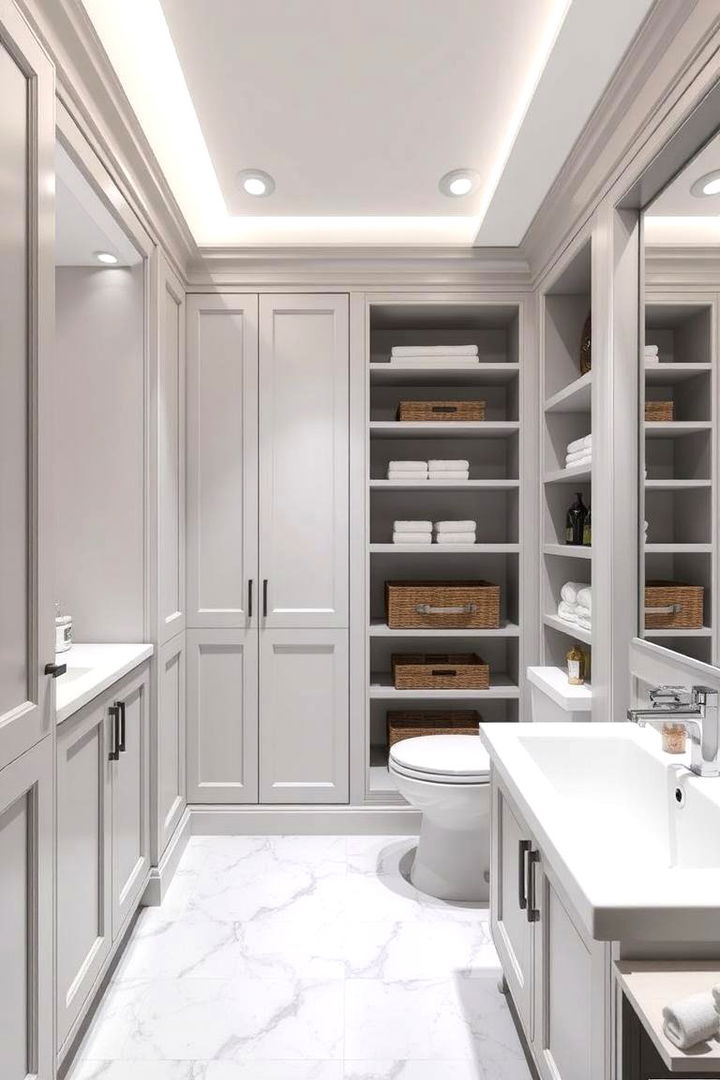Custom Built In Storage Solutions - 22 Large Bathroom Ideas