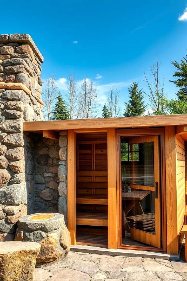 Custom Built Stone and Wood Sauna - 22 Outdoor Sauna Ideas