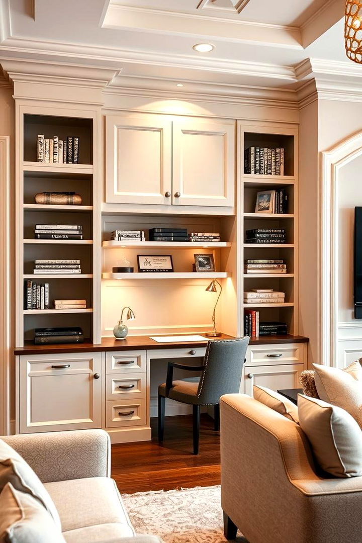 Custom Built in Desk Nook for Personal Touch - 22 Desk in Living Room Ideas
