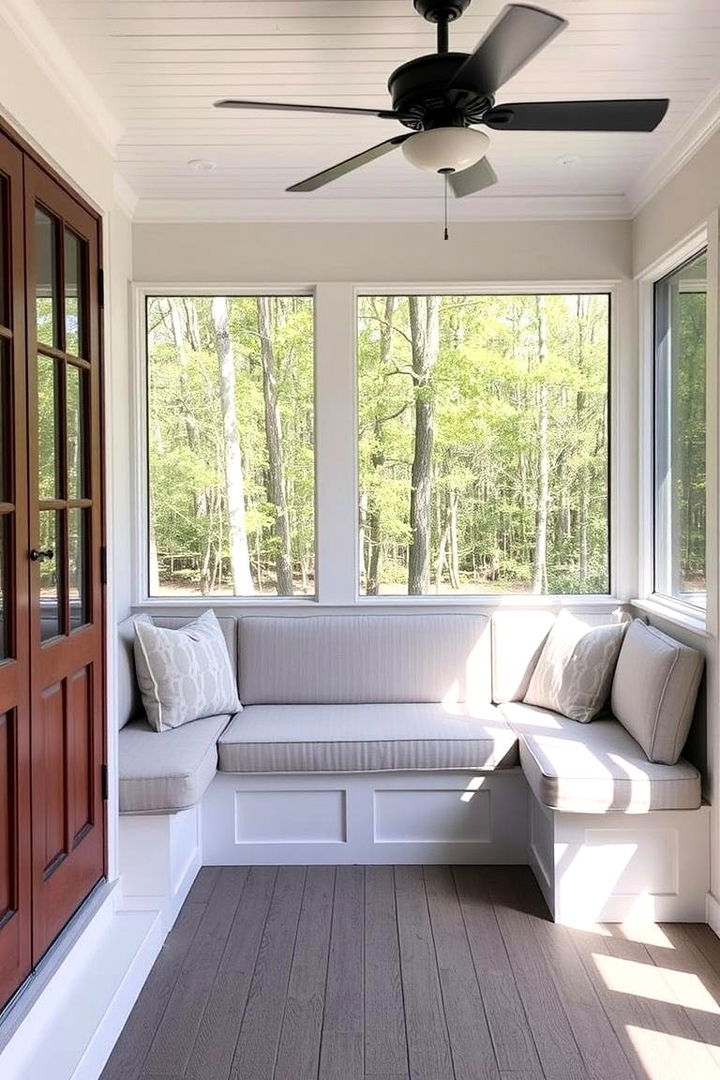 Custom Built in Seating - 22 Small Screened-in Porch Ideas