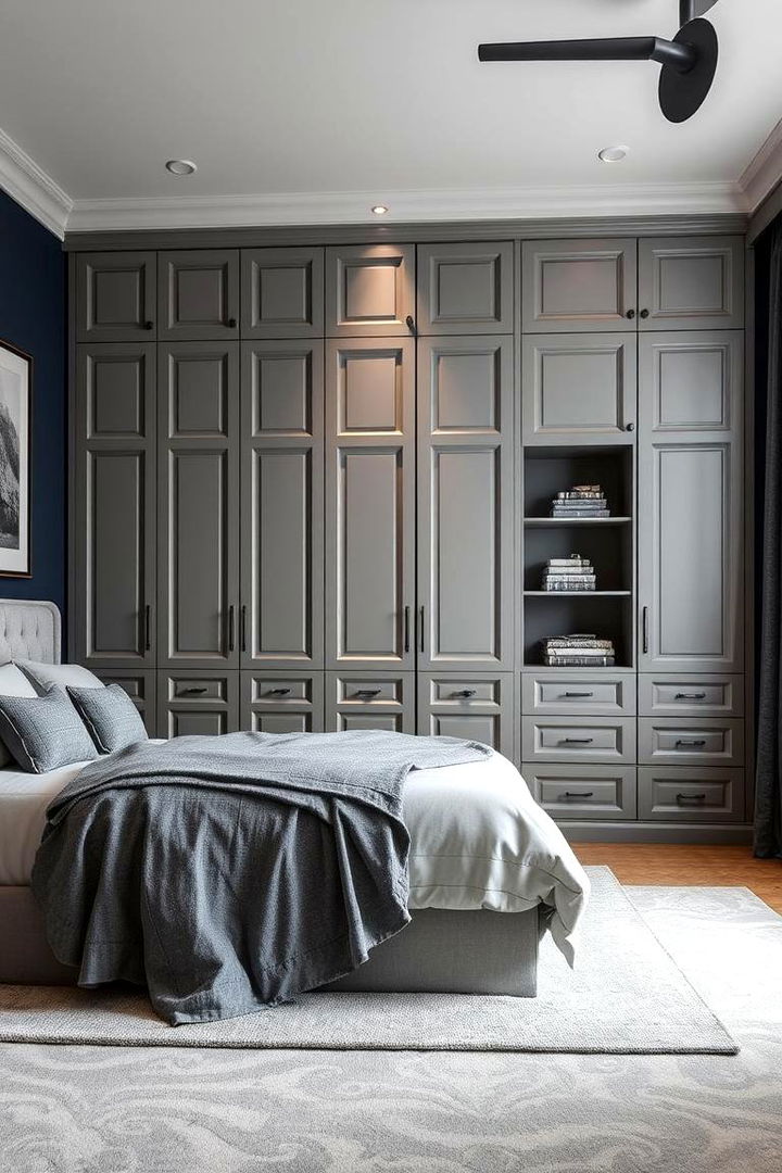 Custom Built in Storage - 22 Navy Blue and Grey Bedroom Ideas