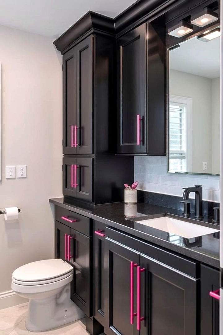 Custom Cabinetry Details - 22 Pink and Black Bathroom Ideas
