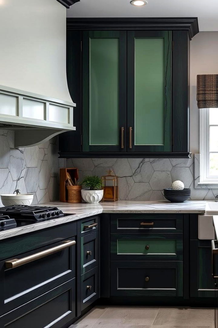 Custom Cabinetry with Unique Finishes - 22 Black and Green Kitchen Ideas