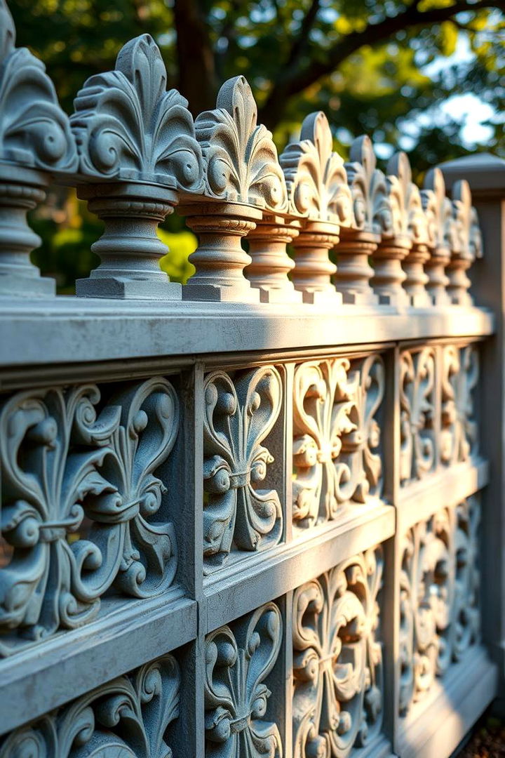 Custom Carved Detailing - 22 Concrete Block Fence Ideas
