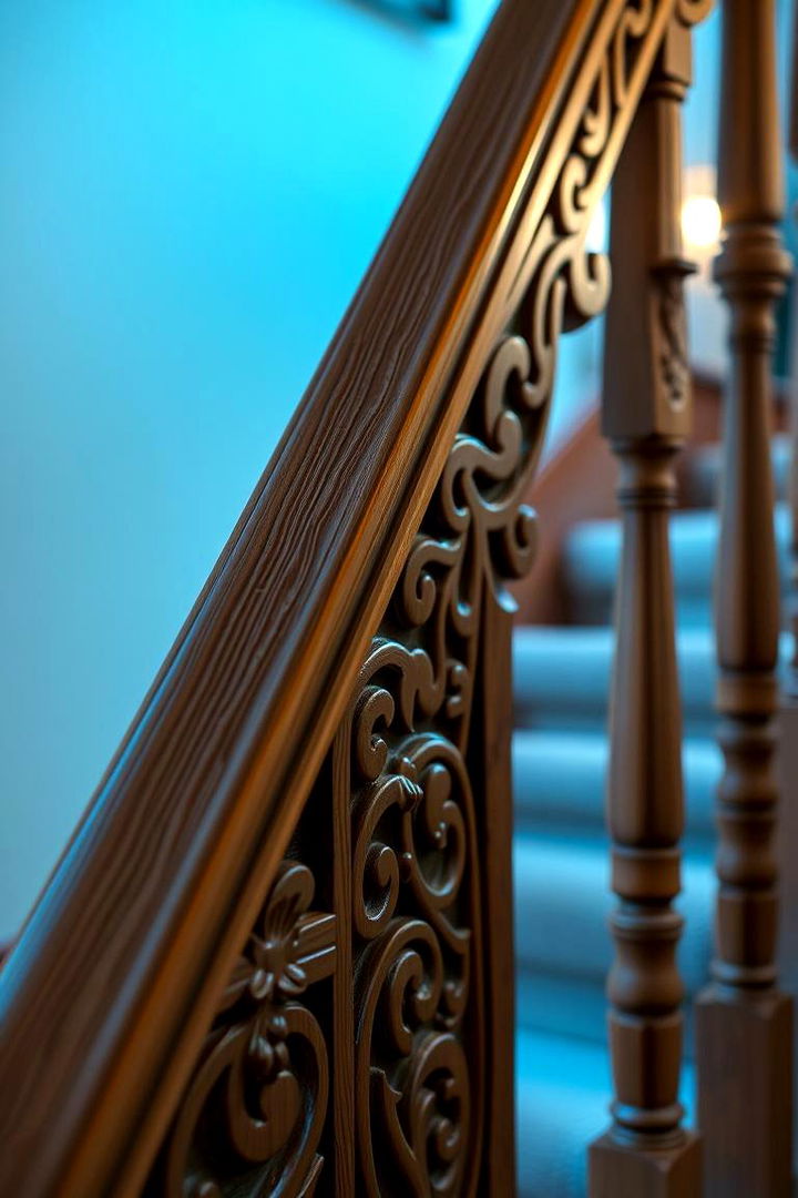 Custom Carved Patterns - 22 Farmhouse Rustic Stair Railing Ideas