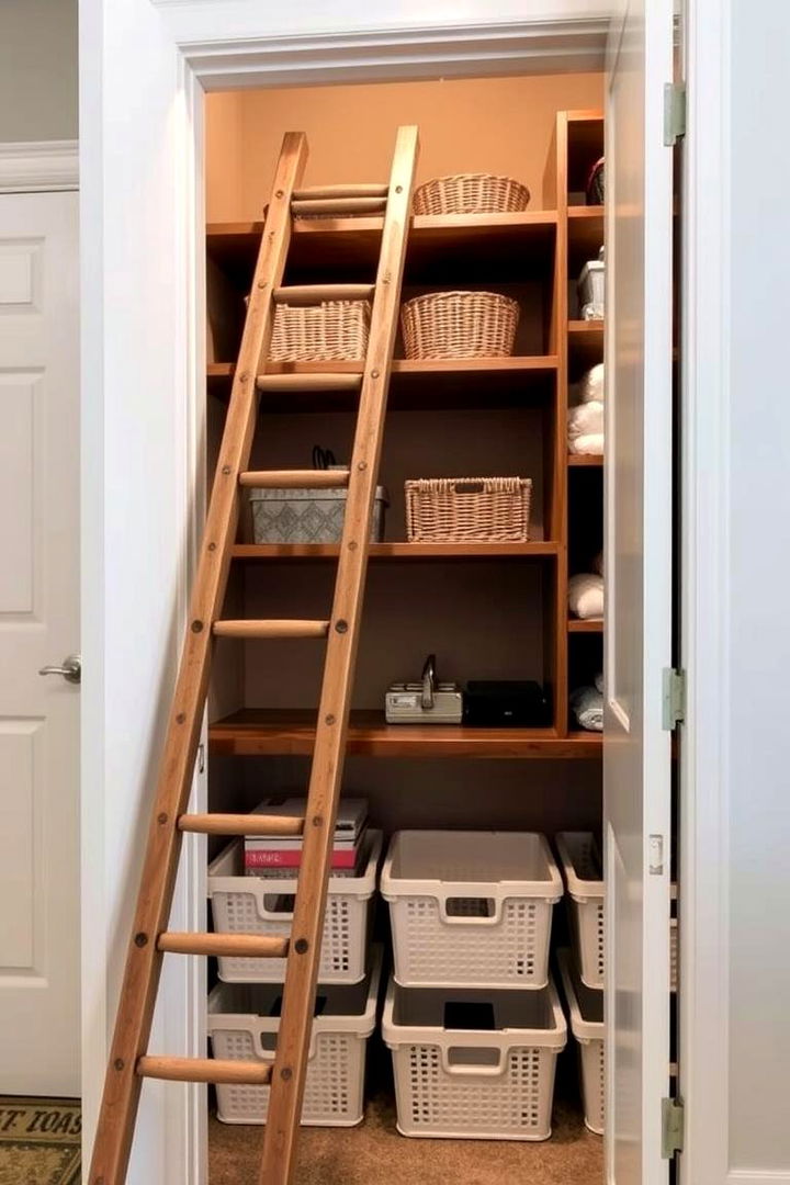 Custom Closet Ladder Storage - 22 Hall Closet Organization Ideas