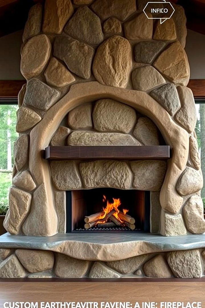 Custom Earthy Features - 22 River Rock Fireplace Ideas