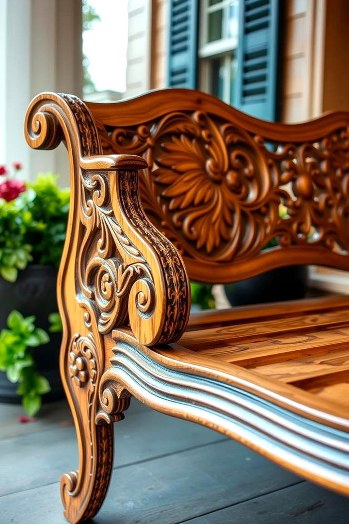 Custom Engraved Art Bench - 22 Front Porch Bench Ideas