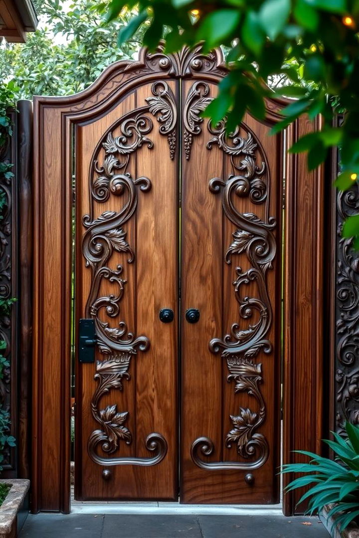 Custom Engraved Oak Wood Gate - 22 Japanese Garden Gate Design Ideas