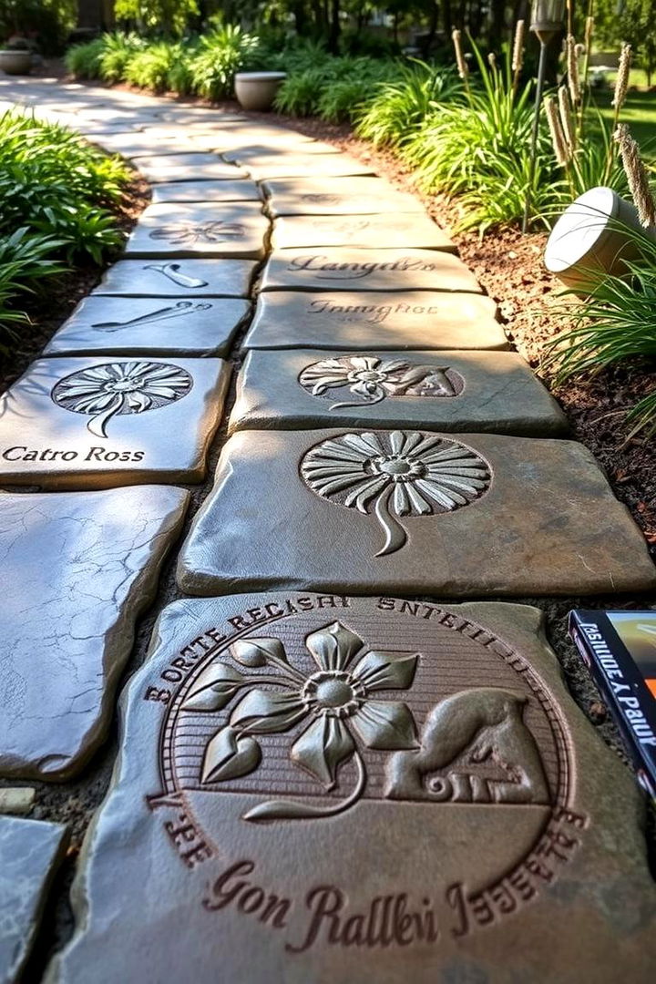 Custom Engraved Stone Path - 22 Stone Walkway Ideas