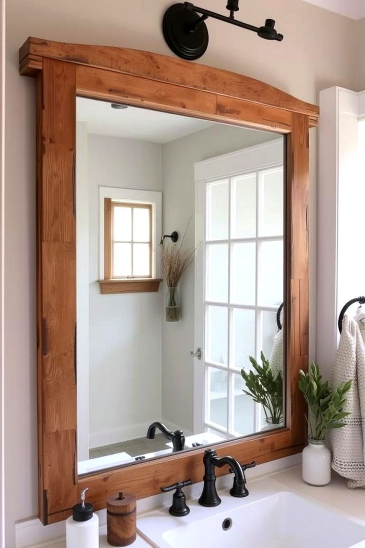 Custom Farmhouse Finishes - 22 Farmhouse Bathroom Mirrors Ideas
