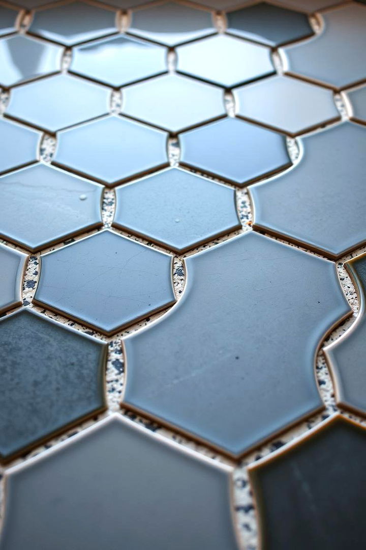 Custom Grout Color Accents - 22 Hexagon Tiles Ideas for Bathrooms