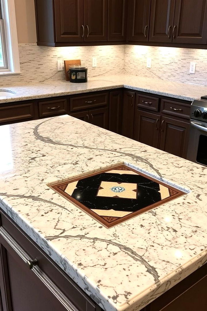 Custom Inlays and Accent Detailing - 22 Granite Kitchen Countertop Ideas