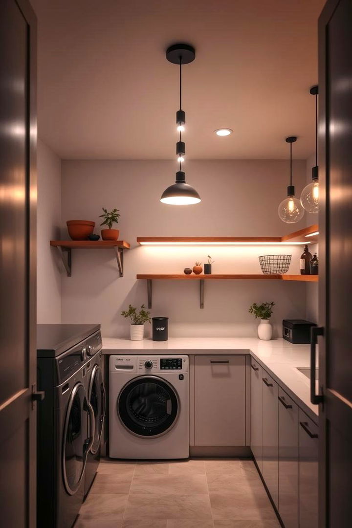 Custom Lighting for Mood - 22 Laundry Room Decor Ideas