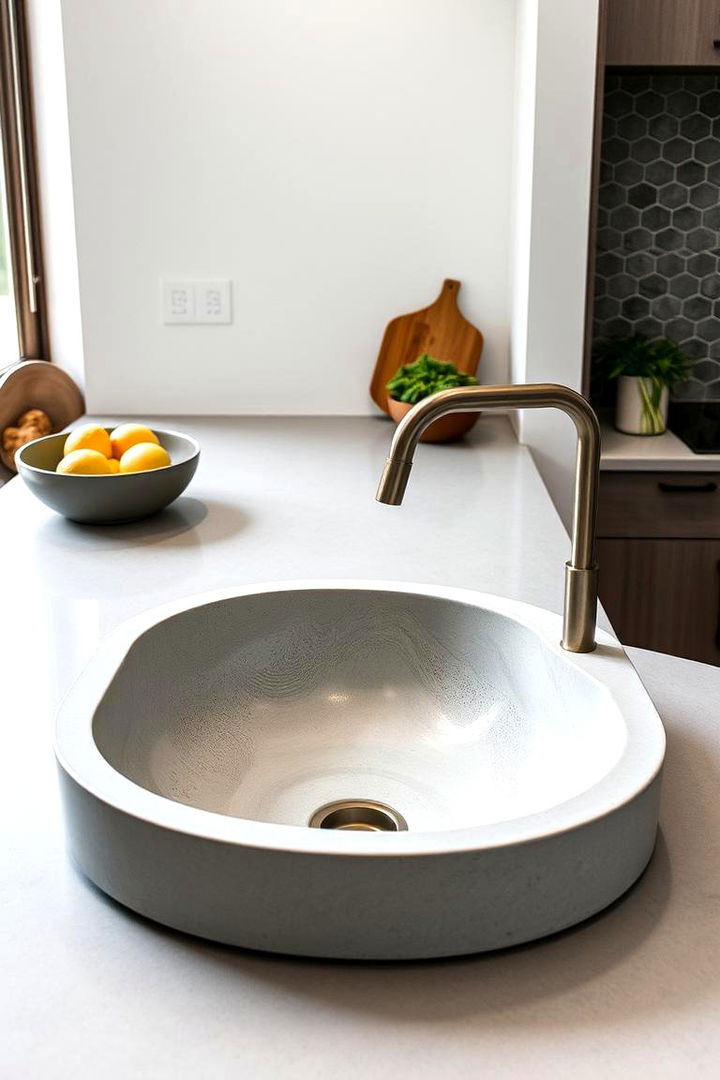 Custom Microcement Sink Basins - 22 Microcement Kitchen Ideas