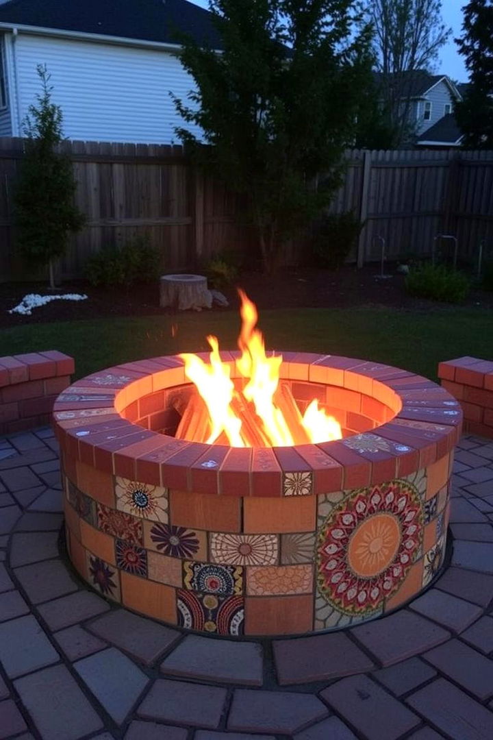 Custom Mosaic Brick Fire Pit - 22 Brick Fire Pit Ideas