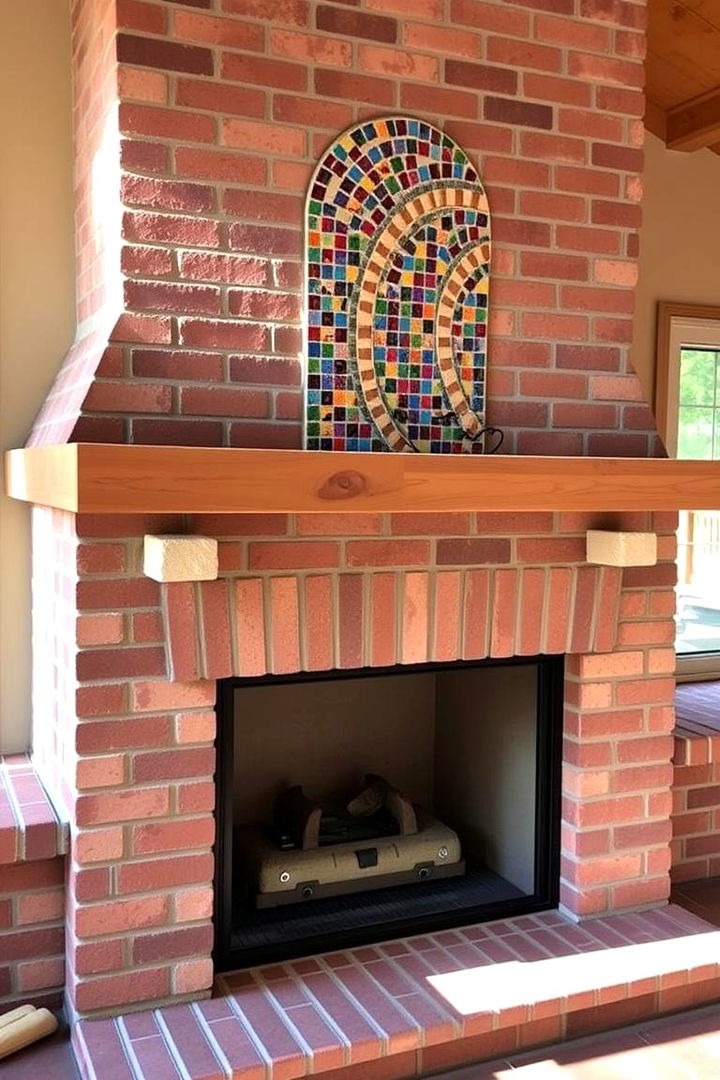 Custom Mosaic Brick Fireplace - 22 Outdoor Fireplace Ideas
