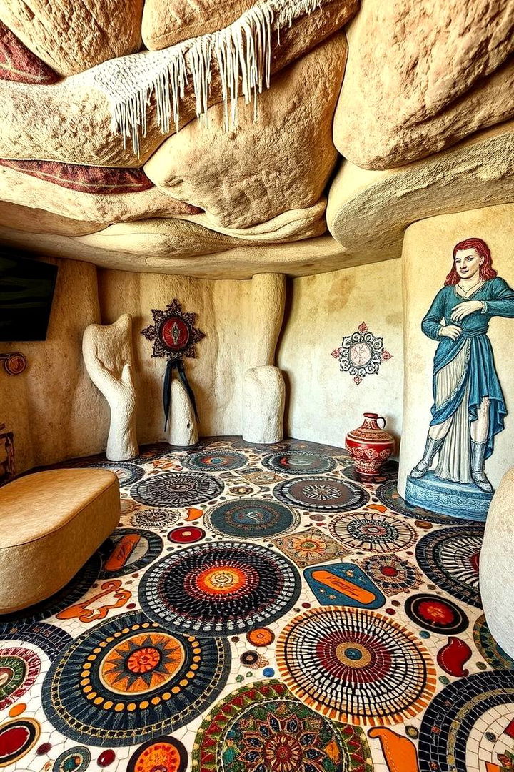 Custom Mosaic Flooring Designs - 22 Man Cave Flooring Ideas