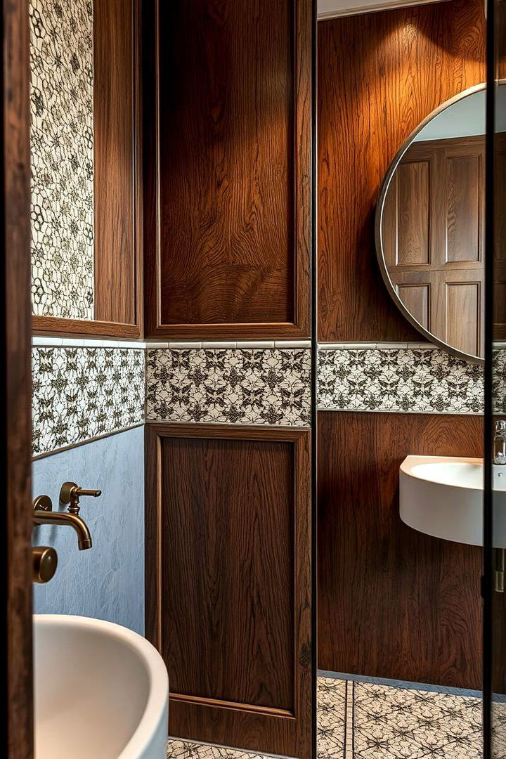 Custom Mosaic Inlay Wainscoting - 22 Bathroom Wainscoting Ideas