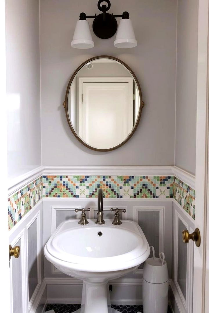 Custom Mosaic Inlays - 22 Powder Room Wainscoting Ideas