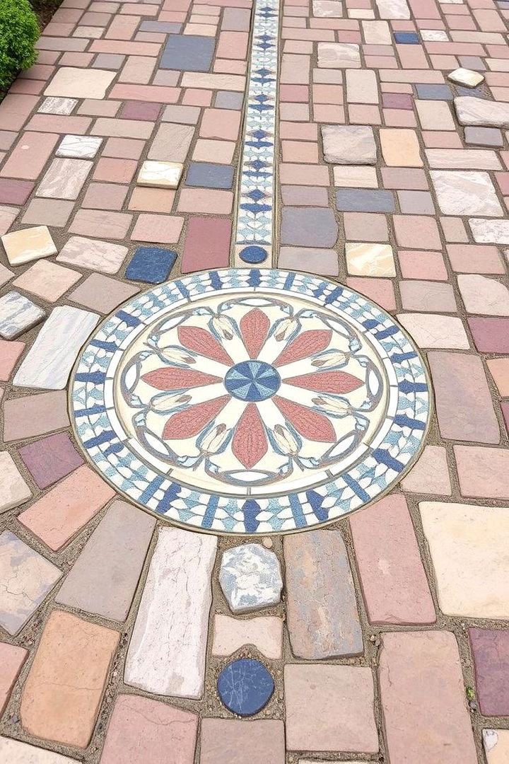 Custom Mosaic Inlays - 22 cobblestone patio ideas