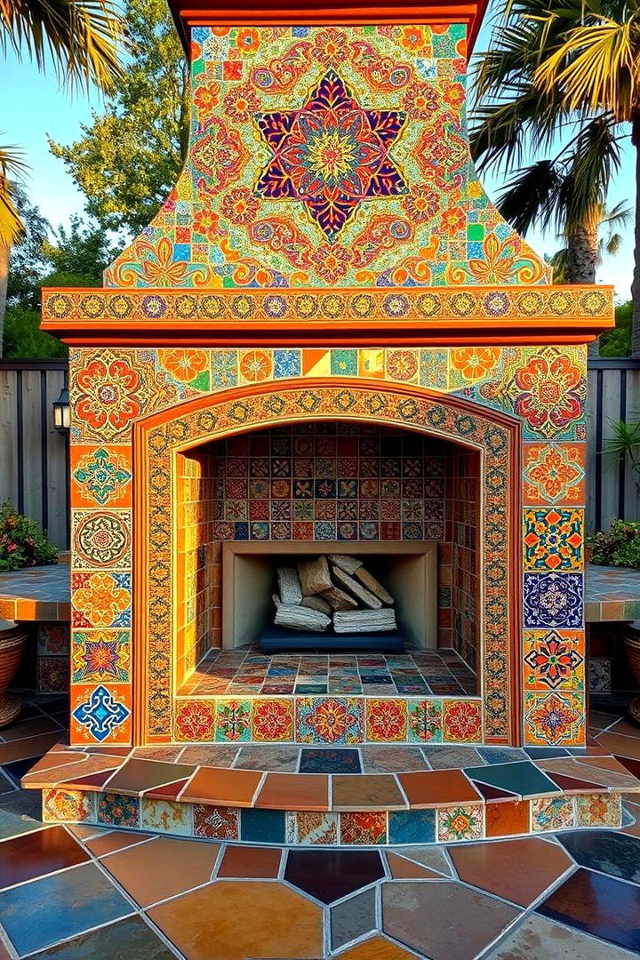 Custom Mosaic Marvel - 22 Porch Fireplace Ideas