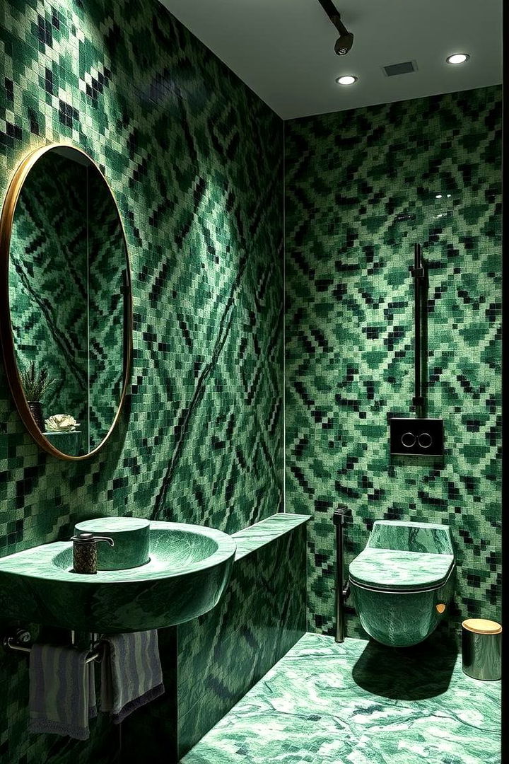 Custom Mosaic Masterpieces - 22 Green Tile Bathroom Ideas