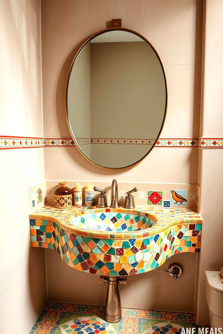 Custom Mosaic Pattern Sinks - 22 Bathroom Sink Ideas