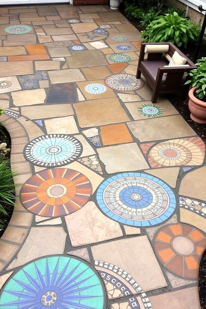 Custom Mosaics and Inlays - 22 Flagstone Patio Ideas