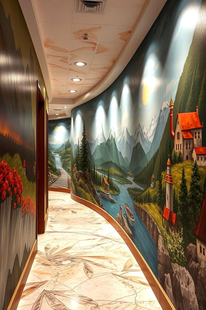Custom Mural Mastery - 22 Hallway Wallpaper Ideas