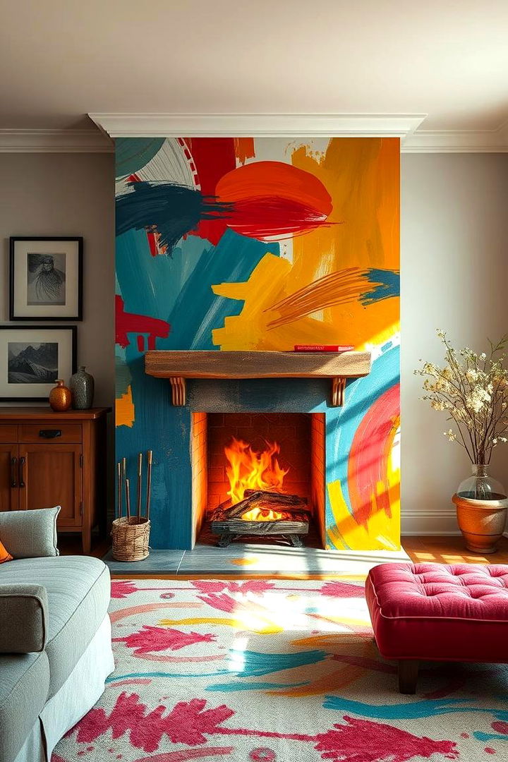Custom Murals to Reflect Personality - 22 Fireplace Paint Ideas
