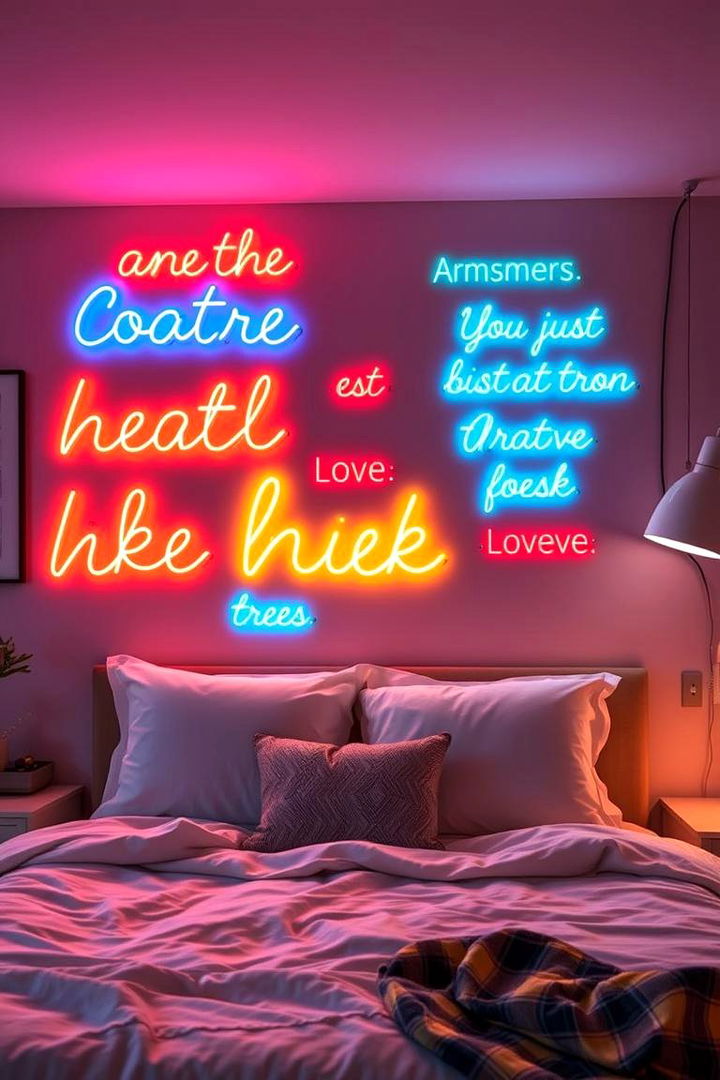 Custom Neon Words and Quotes - 22 Neon Bedroom Ideas