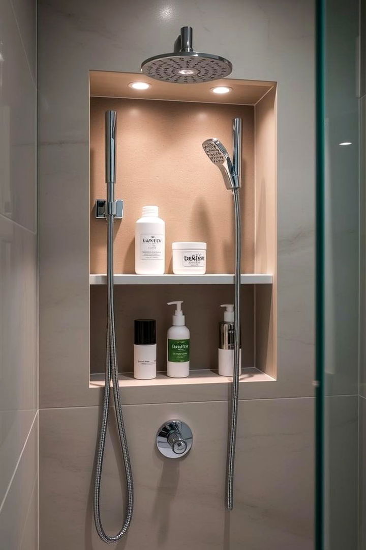 Custom Niche Fixtures for Essentials - 22 Small Bathroom Walk-in Shower Ideas