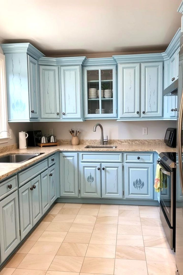 Custom Painted Cabinetry - 22 Light Blue Kitchen Cabinets Ideas
