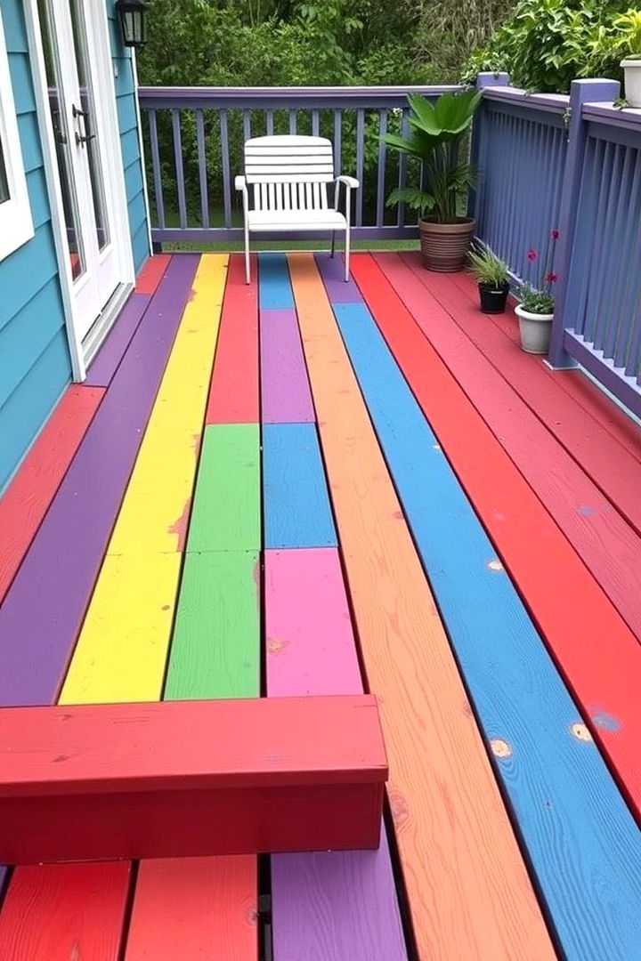 Custom Painted Deck Boards - 22 Backyard Deck Ideas on a Budget