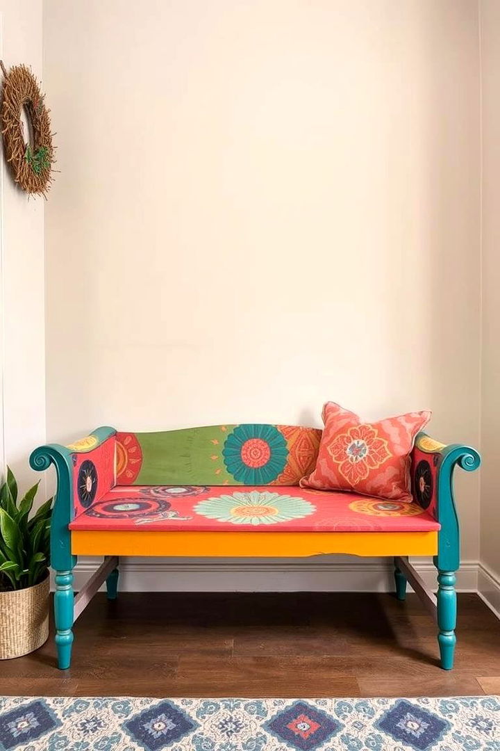 Custom Painted Entryway Bench - 22 Entryway Bench Ideas