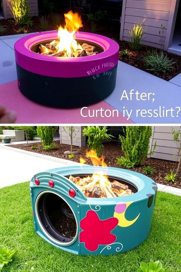 Custom Painted Fire Pit - 22 Truck Rim Fire Pit Ideas