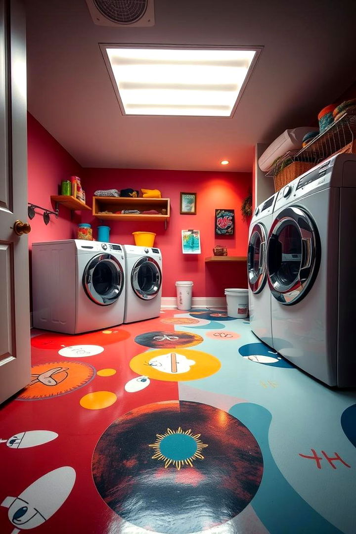Custom Painted Floor - 22 Laundry Room Floor Ideas