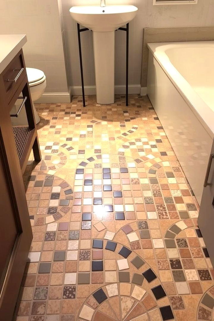 Custom Pattern Mosaic - 22 Bathroom Mosaic Floor Tile Ideas
