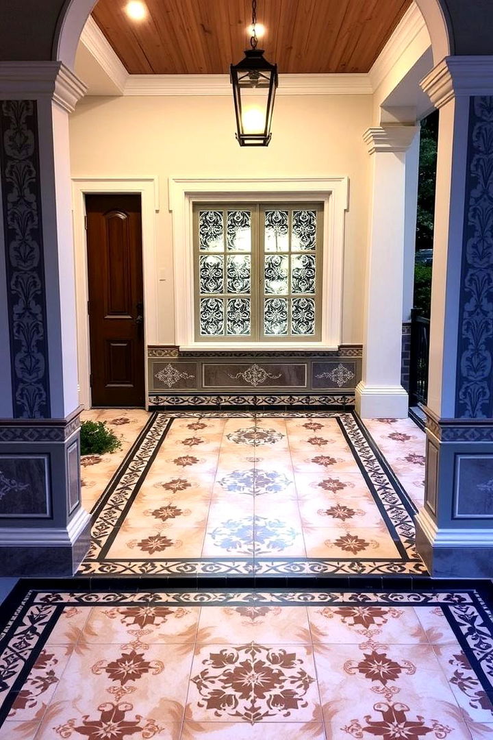 Custom Patterned Border Accents - 22 Front Porch Tile Ideas