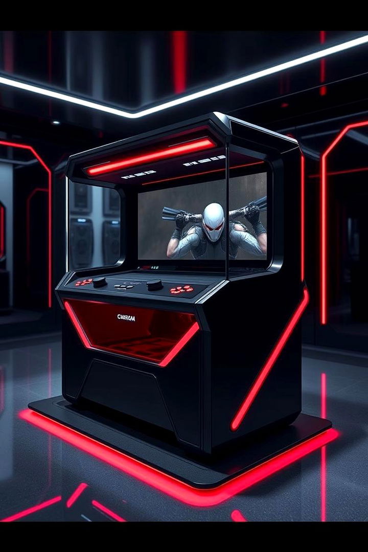 Custom Red Console Integration - 22 Red and Black Gaming Setup Ideas