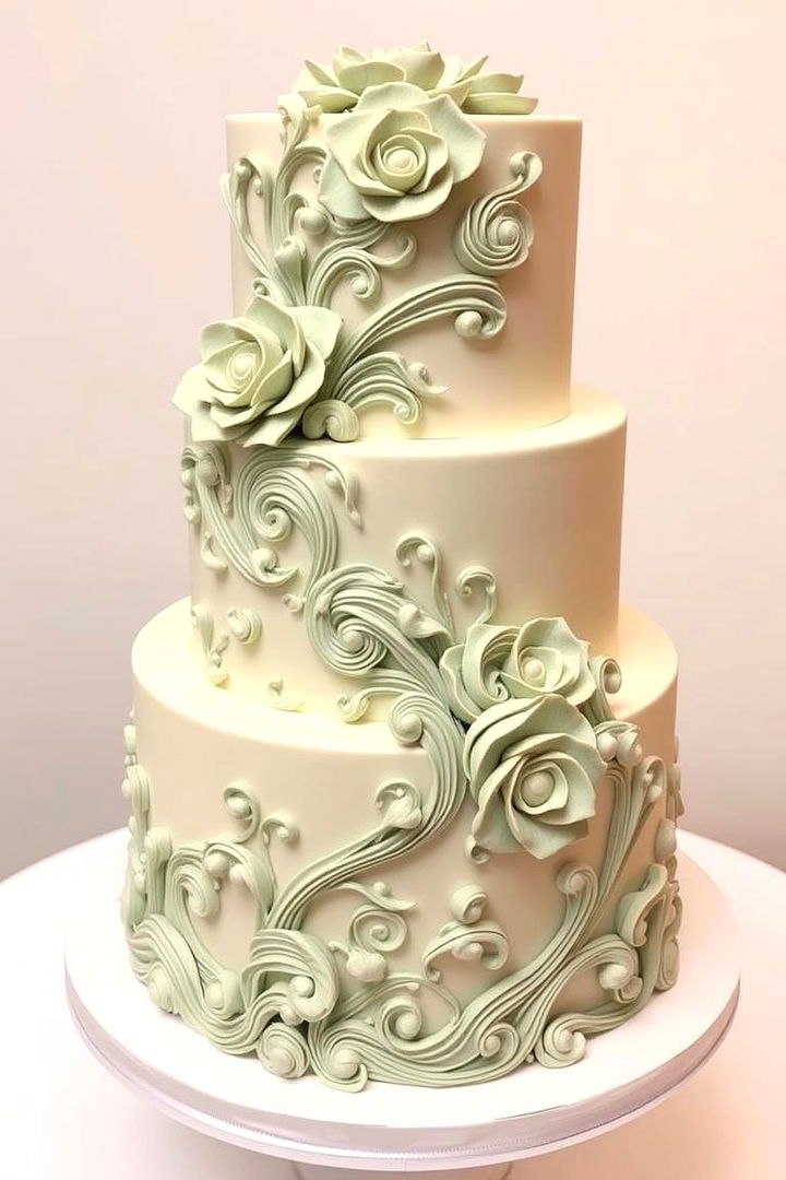 Custom Sage Green Wedding Cake - 22 Sage Green Wedding Ideas