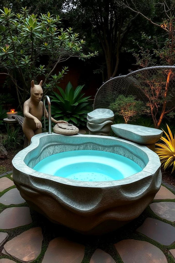 Custom Sculptural Outdoor Tub - 22 Outdoor Bathtub Ideas