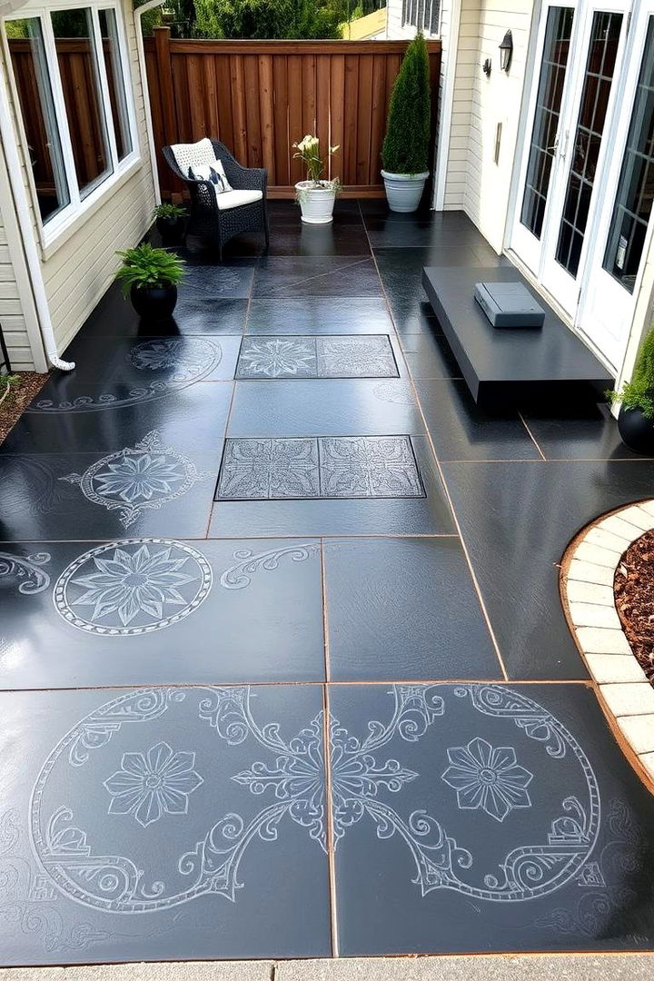 Custom Stamped Designs - 22 black concrete patio ideas