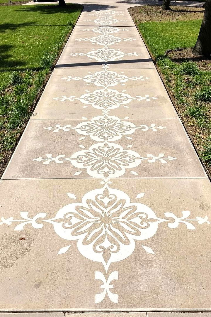 Custom Stenciled Art - 22 Concrete Walkway Painting Ideas