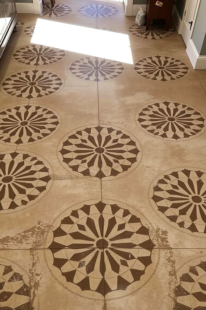 Custom Stenciling on Concrete - 22 Concrete Floor Design Ideas