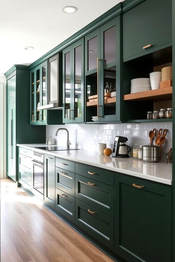 Custom Storage Solutions in Warm Forest Green - 22 Forest Green Kitchen Ideas
